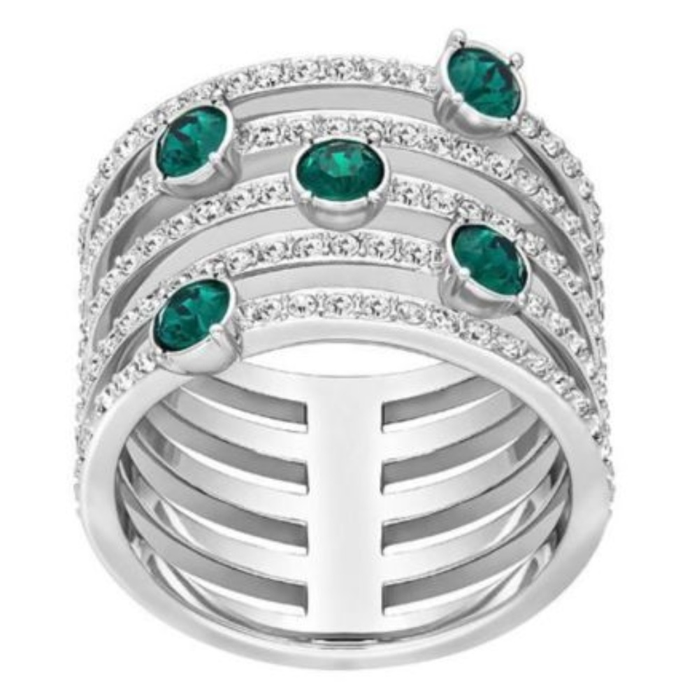 NIB$199 Swarovski Creativity Wide Ring Emerald Cry